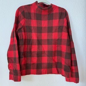 ANTHROPOLOGIE FIELD FLOWER BUFFALO PLAID SWEATER LARGE